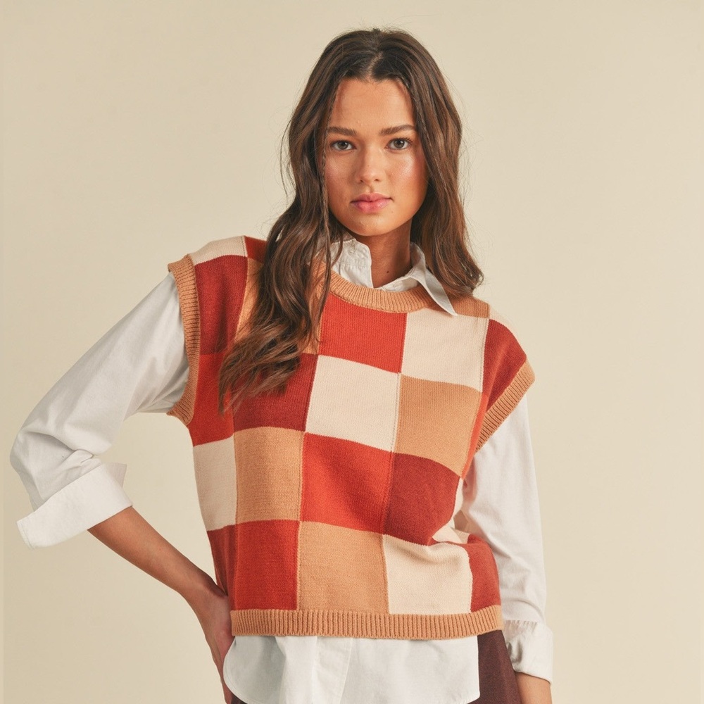 Color Block Sleeveless Sweater